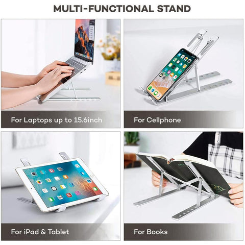 Aluminum Foldable Laptop Stand – Adjustable & Portable Riser for Laptops, MacBook & Tablets