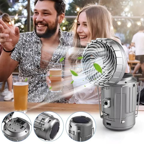 Multifunctional Camping Lantern & Fan – Portable LED Light with Detachable Fan, USB Rechargeable