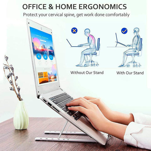 Aluminum Foldable Laptop Stand – Adjustable & Portable Riser for Laptops, MacBook & Tablets