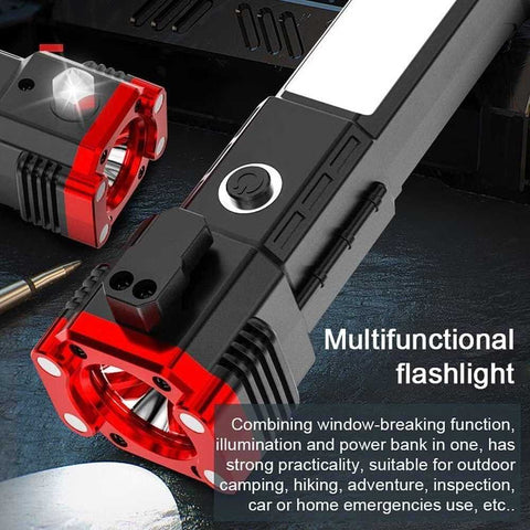 MS-Trading RL-2210 Multifunctional Emergency Flashlight – 1KM Range, USB Rechargeable, All-in-One Tactical Torch