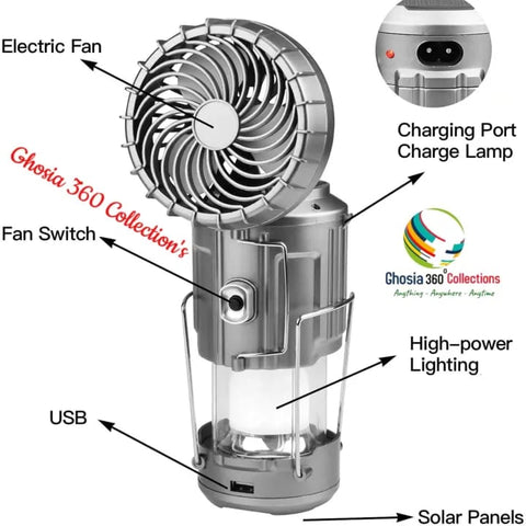 Multifunctional Camping Lantern & Fan – Portable LED Light with Detachable Fan, USB Rechargeable