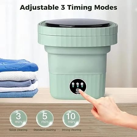 Portable Mini Washing Machine – Foldable Compact Washer with 3 Modes, USB Powered