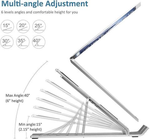 Aluminum Foldable Laptop Stand – Adjustable & Portable Riser for Laptops, MacBook & Tablets