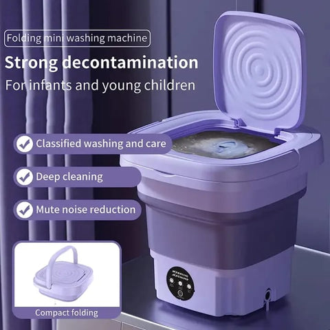 Portable Mini Washing Machine – Foldable Compact Washer with 3 Modes, USB Powered