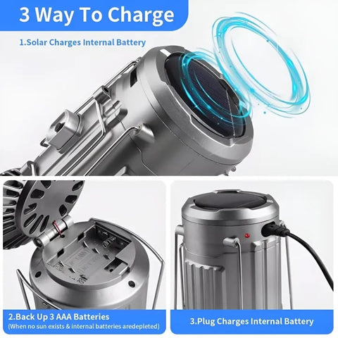 Multifunctional Camping Lantern & Fan – Portable LED Light with Detachable Fan, USB Rechargeable